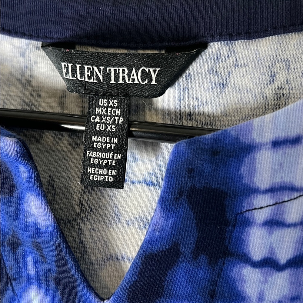 Ellen Tracy Vibrant Blue tie-dye Patterned Mini Dress - Picture 4 of 6